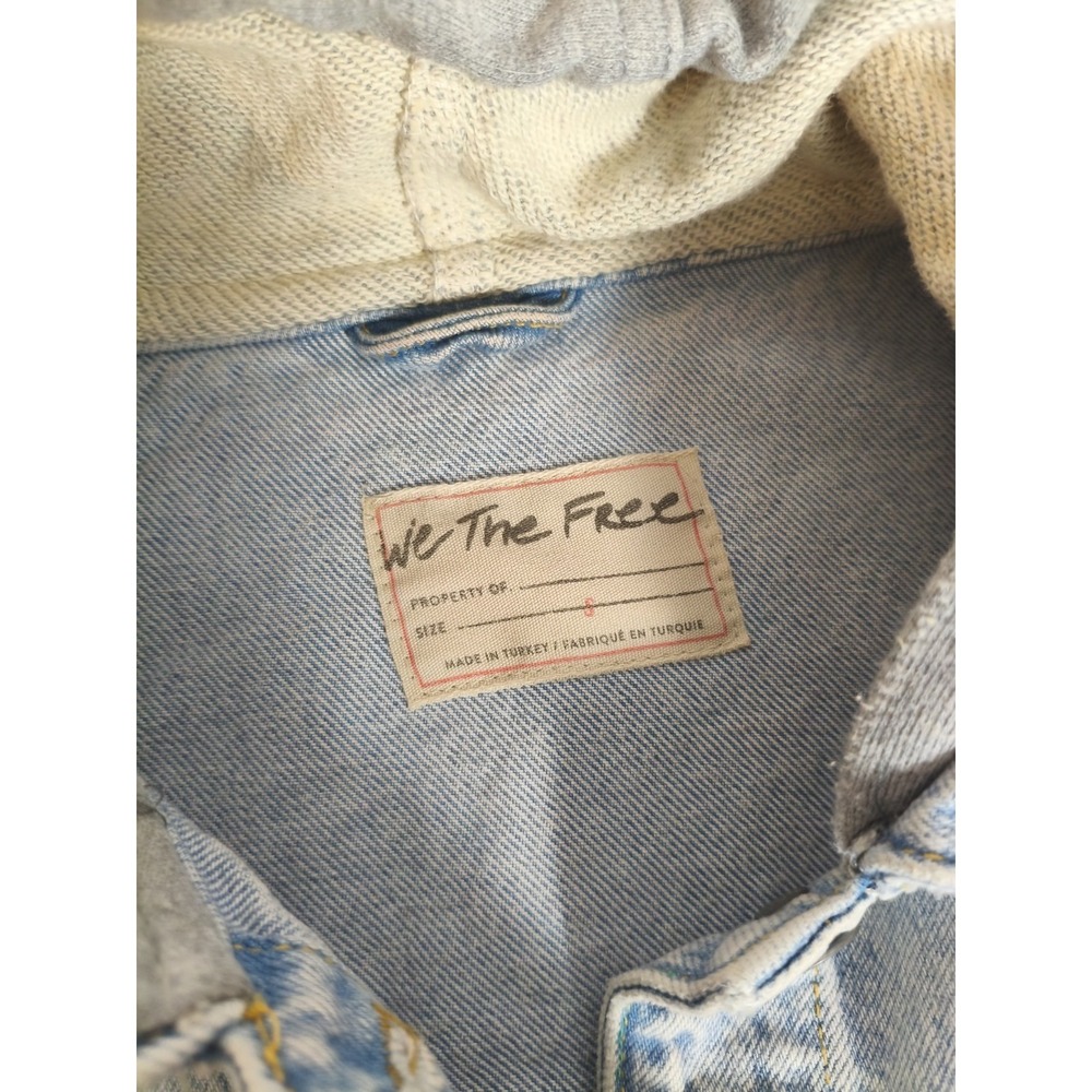 Free People Womens Brando Denim Jacket Size Small acid washed 90s Skater Retro - Picture 6 of 10